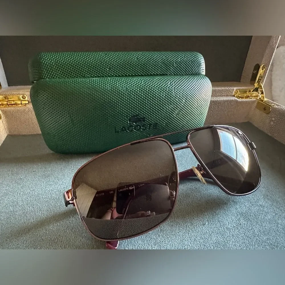 Lacoste brown and red sunglasses for men Lacoste L162S – Unworn & Stylish